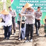 Foto: Polda DIY melaksanakan kegiatan penanaman jagung secara serentak kuartal III di Lahan Hutan Ketangi, Banyusoca, Playen, Gunungkidul.